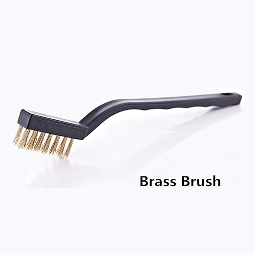 9PCS Mini Brass Brushes Set, Curved Handle Scratch Wire Toothbrush, Cleaning Welding Slag and Rust