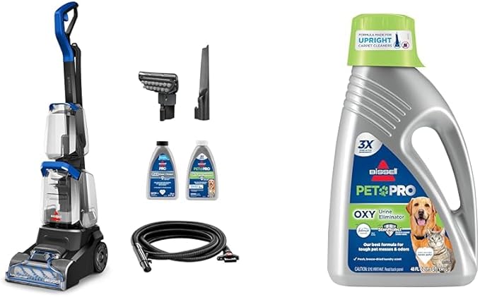 Bundle of BISSELL TurboClean PET, Upright Carpet & Upholstery Cleaner, 3948 + Bissell Professional Pet Carpet Cleaner Shampoo, 48 Ounce, Silver