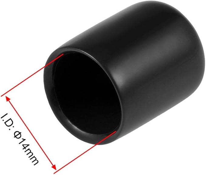 uxcell 20pcs Rubber End Caps 14mm ID Vinyl Round Tube Bolt Cap Cover Thread Protectors Black