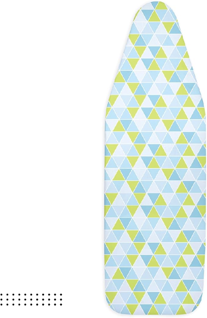 Encasa XO Ironing Board Cover and Pad - Thick 4mm Felt, Heat & Scorch-Resistant, Fits Standard Large Boards 54"x15", Elastic Bungee Cord Tightening, Easy Fit, Stain-Safe Dye, Triangles Aqua