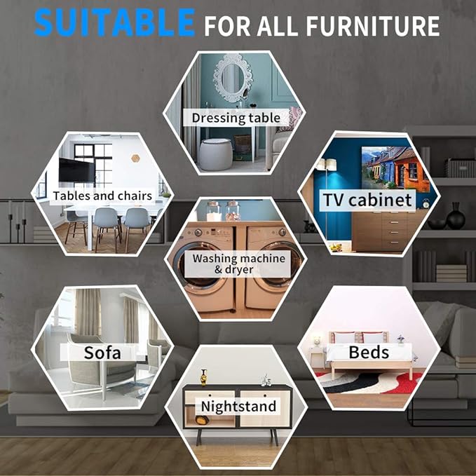 Furniture Sliders, Multi-Surface 2-in-1 Reusable Sliders for Carpet & Hardwood Floors, 8 Pack 3 1/2" Moving Pads and 8 Hardwood Socks, Protect Floors and Easy to Move Your Furniture
