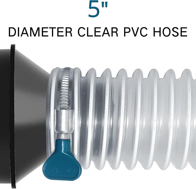 Heavy PVC Dust Collection Hose 5" x 10', Puncture Resistant PVC Dust Collection Hose with Carbon Steel Wire Coil for Woodworking, Workshops, Dust Collectors