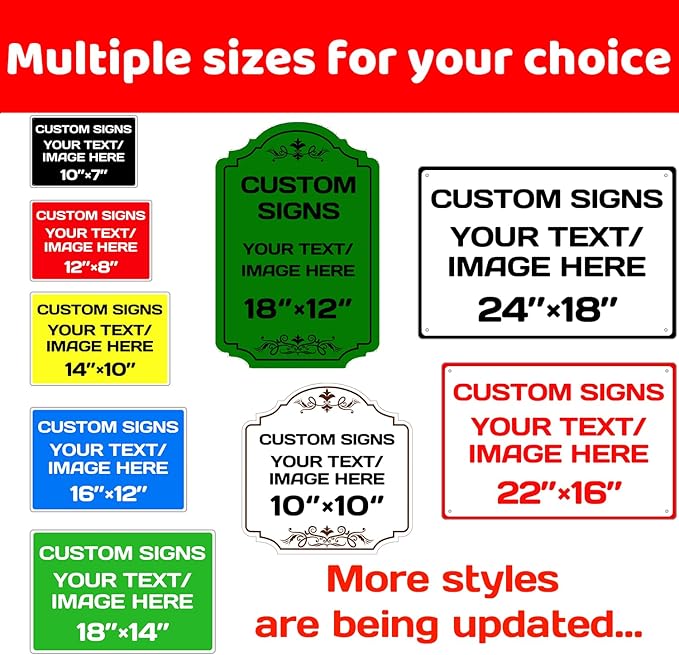Custom Sign,Personalized Metal signs,Aluminum Weatherproof Metal Sign,Multiple Sizes Custom Personalized Text And picture Here,hazard sign,garden sign,custom door sign,Customised business signs(18*14 Inch)