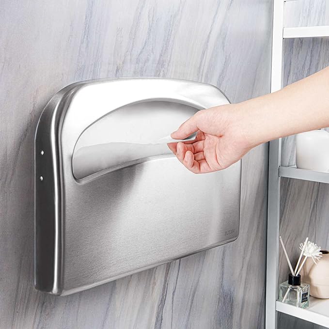 2 Packs Toilet Seat Cover Dispenser Wall Mount Commercial, Half Fold Toilet Seat Cover Dispenser, 304 Stainless Steel, 16-Inch