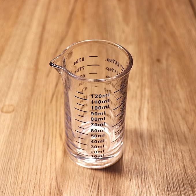 Ackers 4 Oz Glass Measuring Cup,Borosilicate Shot Glass with V-Shaped Spout(Pack of 2)