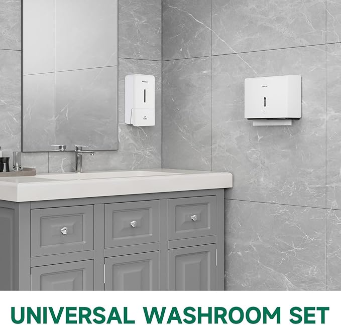 Wall-Mounted Paper Towel Dispenser – Fits Tri-Fold Towels up to 10x3.1 Inches, Holds 200 Sheets, Ideal for Home & Commercial Use (White)