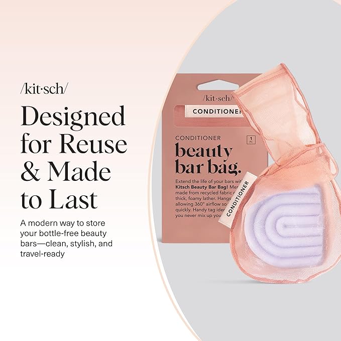 Kitsch Bar Soap Saver Bag – Patented Mesh Bag Soap Holder for Shampoo and Conditioner Bars - Extends Use & Prevents Soggy Mess - Recycled Mesh Beauty Pouch, Eco-Friendly – Terracotta