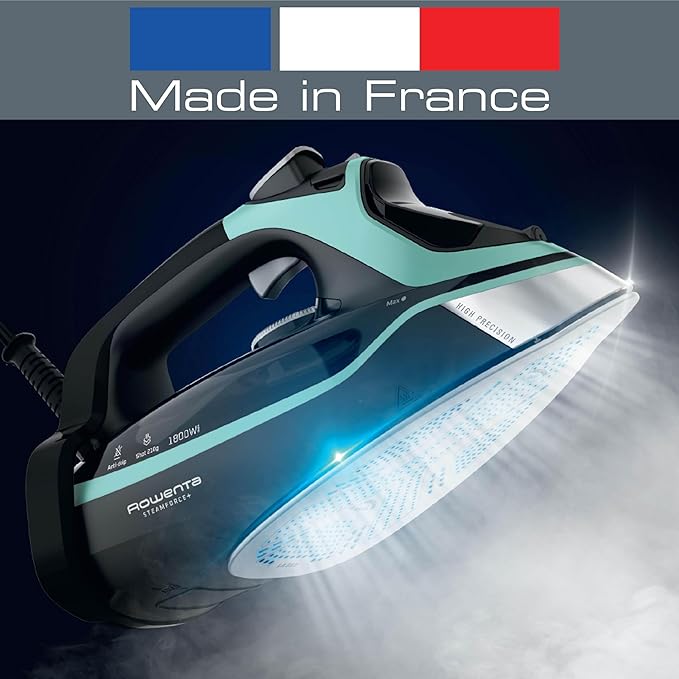 Rowenta Steam Force Stainless Steel Soleplate Steam Iron for Clothes, 400 Microsteam Holes, 1800 Watts, Ironing, Fabric Steamer, Garment Steamer, Digital Display, Precision Tip, DW9440