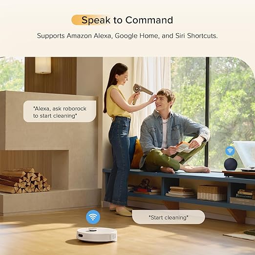 roborock Q7 M5 Robot Vacuum and Mop Combo, 10,000Pa HyperForce Suction, Robotic Vacuum Cleaner, Dual Anti-Tangle System, APP-Controlled Mopping, LiDAR Navigation, for Pet Hair and Carpet, White