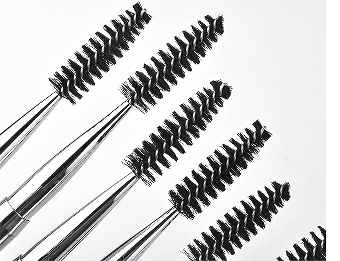 2PCS Mascara Brushes Eyebrow Eyelash Brushes Mascara Wands Spooly Applicators Eye Brushes Portable Cosmetic Brushes with Cap Spoolies Brushes for Eyelash Extensions and Eyebrows, White