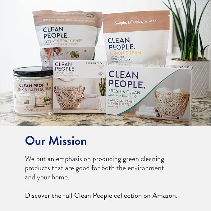 The Clean People Laundry Detergent Pods - Hypoallergenic Laundry Pods - Ultra Concentrated, Recyclable Packaging, Stain Fighting - Fresh Scent, 32 Pack