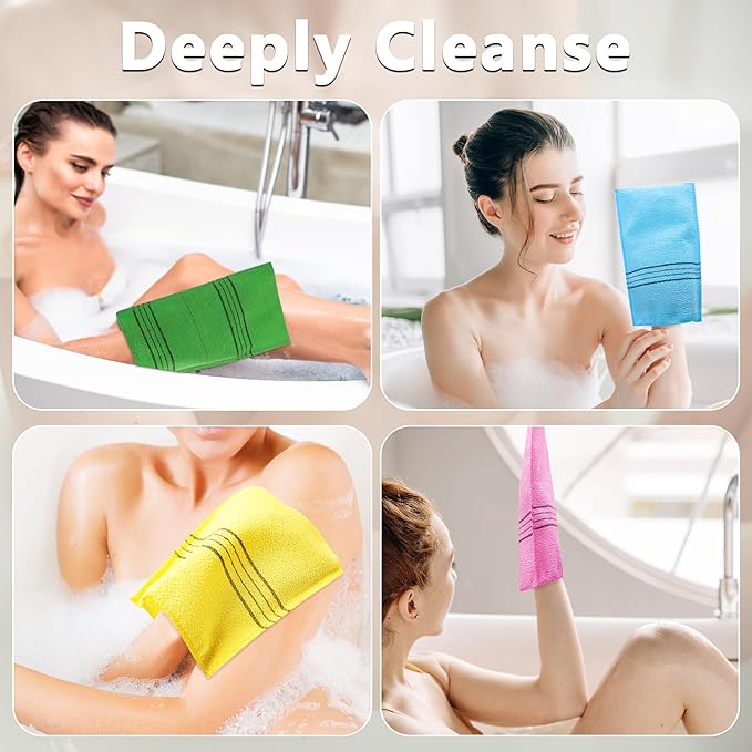 15 Pcs Korean Exfoliating Mitt, 9*5.5 in Gentle Exfoliating Korean Scrub Mitt, Large Korean Washcloth Exfoliating, Colorful Korean Body Scrubber for Cleaning Skin, Reducing Dirt and Grease (5 Colors)