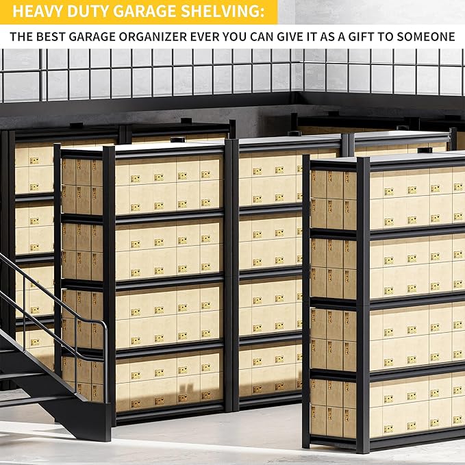 78" H 47.2" Wide Garage Shelving, Thickened Heavy Duty Metal Adjustable Shelves, Industrial Storage Rack