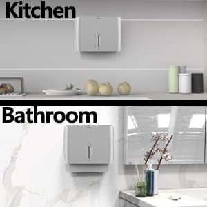 Multifold Paper Towel Dispenser Wall Surface Mounted Compatible with Manual Z Fold C Folded Tri Fold Dispensing for Home Bathroom Case of 3 Dispenser
