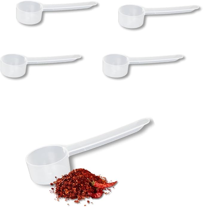 4 Pack – 1 Teaspoon Plastic Measuring Scoop – 5cc / 5ml / 1 tsp for Protein, Powders, Coffee, Milk Powder, Laundry Soap (1 Teaspoon | 5ml | 5cc)