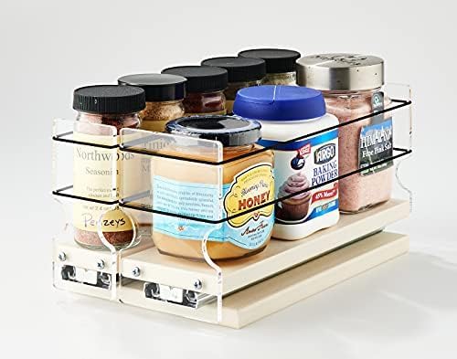 Vertical Spice Combo Spice Rack Drawer - Pull Out Pantry Organizers and Storage - Kitchen Cabinet Organizer - Seasoning Sliding Caddy - Made in USA (5.75" W x 5.00" H x 10.60" D, Partially Assembled)