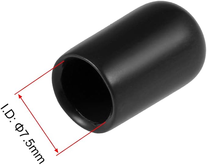 uxcell 20pcs Rubber End Caps 7.5mm ID Vinyl Round Tube Bolt Cap Cover Thread Protectors Black