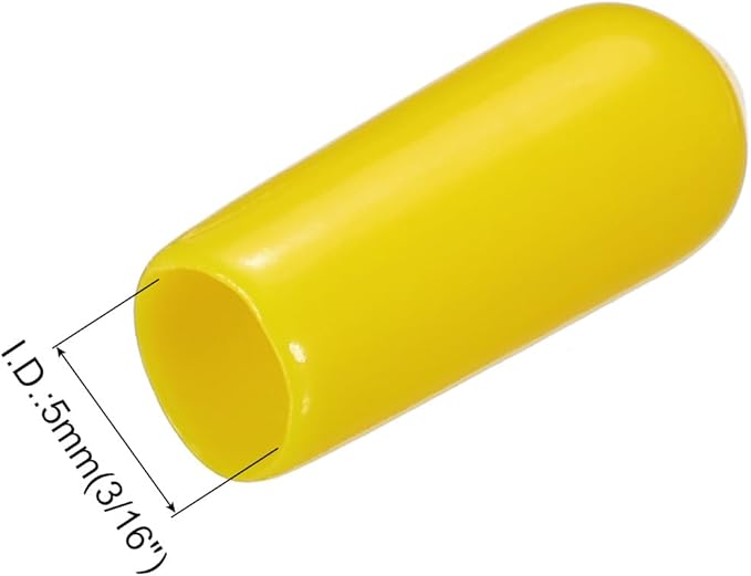 uxcell 20pcs Rubber End Caps 5mm(3/16") ID Vinyl PVC Round Tube Bolt Cap Cover Screw Thread Protectors Yellow