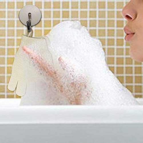 Evridwear Exfoliating Dual Texture Bath Gloves for Shower, Spa, Massage and Body Scrubs, Dead Skin Cell Remover, Gloves with Hanging Loop (2 Pairs Light)