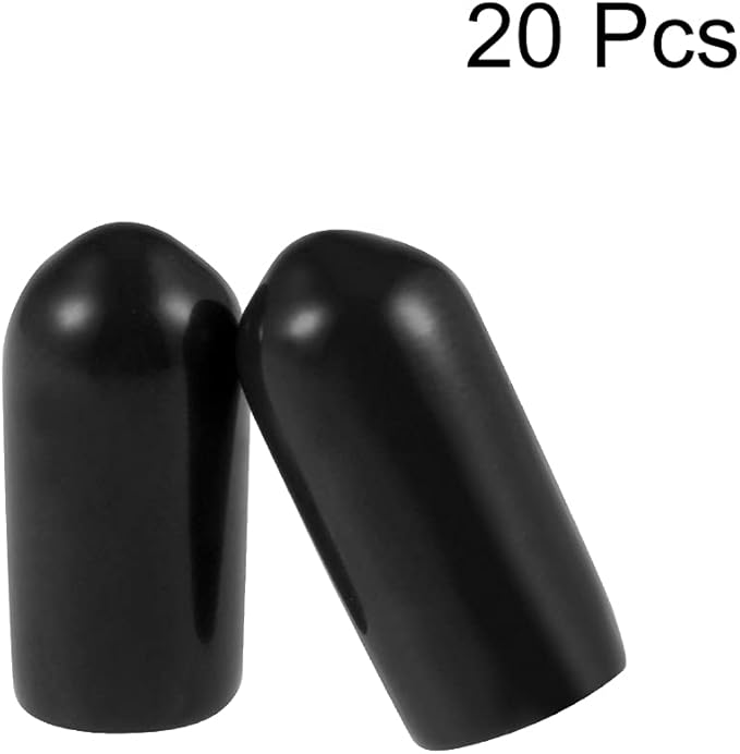 uxcell 20pcs Rubber End Caps 5.5mm ID Vinyl Round Tube Bolt Cap Cover Thread Protectors Black