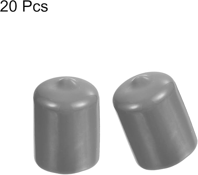 uxcell 20pcs Rubber End Caps Protective Caps 20mm ID Vinyl PVC Round Tube Bolt Cap Cover Screw Thread Protectors, Light Grey