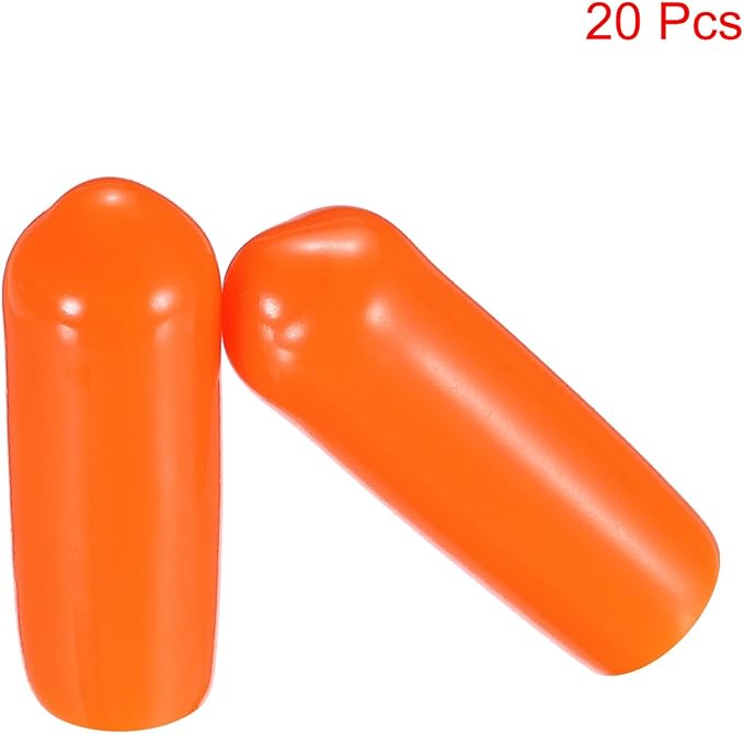 uxcell 20pcs Rubber End Caps 5mm(3/16") ID Vinyl PVC Round Tube Bolt Cap Cover Screw Thread Protectors,Orange