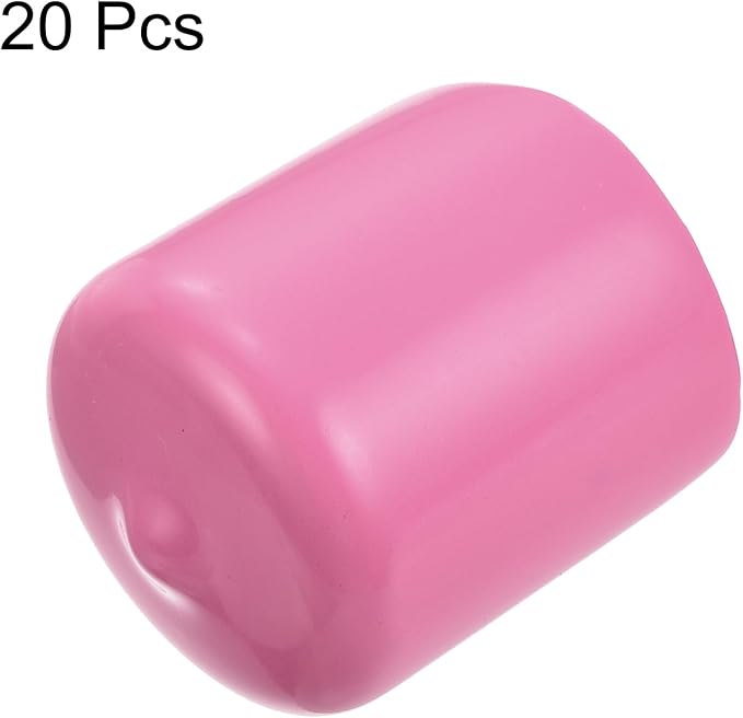 uxcell 20pcs Rubber End Caps 24mm ID Vinyl PVC Round Tube Bolt Cap Cover Screw Thread Protectors Pink