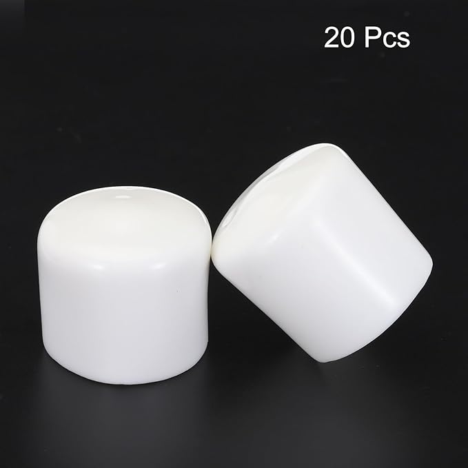 uxcell 20pcs Rubber End Caps 29mm ID Vinyl Round Tube Bolt Cap Cover Screw Thread Protectors White