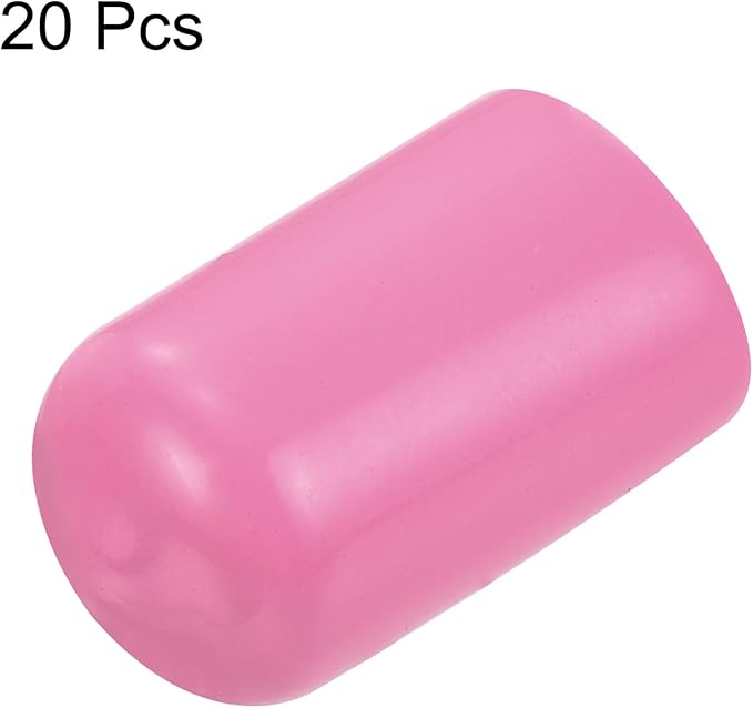 uxcell 20pcs Rubber End Caps 12mm(1/2 inch) ID Vinyl PVC Round Tube Bolt Cap Cover Screw Thread Protectors Pink