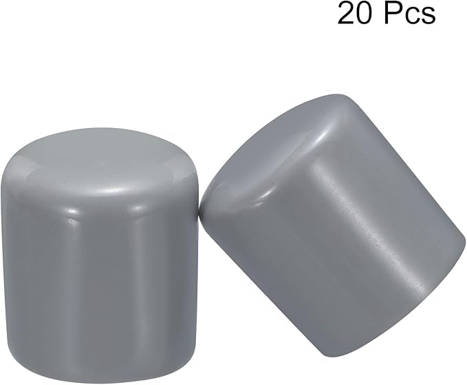 uxcell 20pcs Rubber End Caps 30mm ID Vinyl PVC Round Tube Bolt Cap Cover Screw Thread Protectors Grey