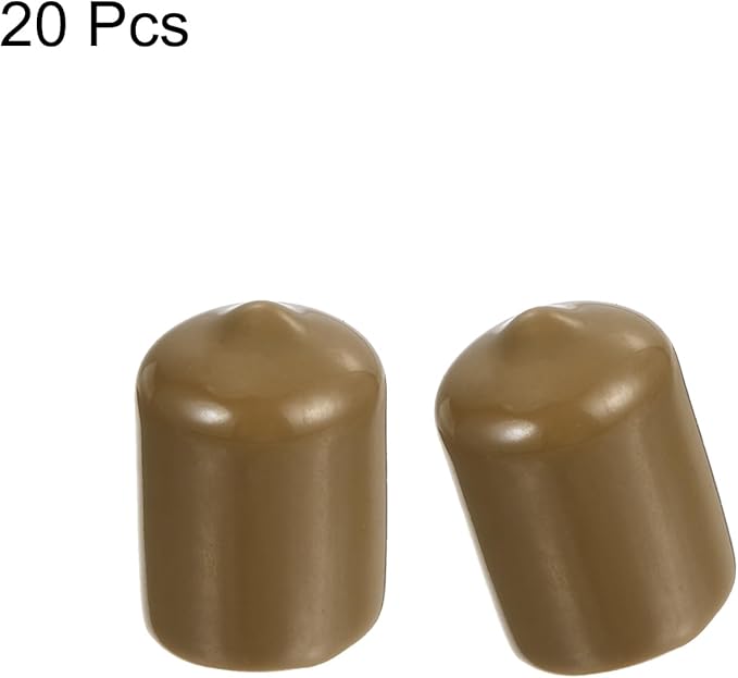 uxcell 20pcs Rubber End Caps 15mm(5/8") ID Vinyl PVC Round Tube Bolt Cap Cover Screw Thread Protectors Light Brown
