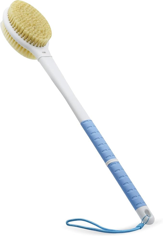 Shower Brush with Soft and Stiff Bristles,18.5" Long Handle Dual-Sided Back Scrubber Bath Brush Body Exfoliator for Wet or Dry Brushing (Long Handle)
