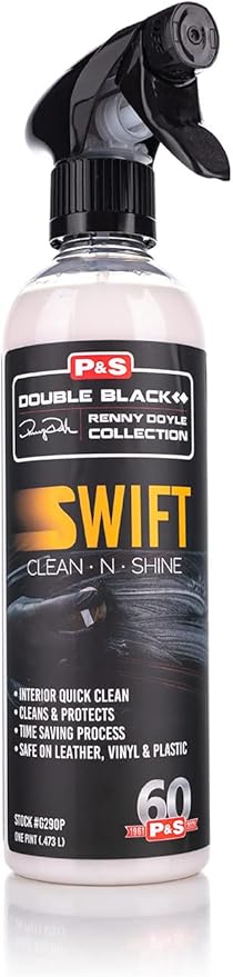 P & S Professional Detail Products Swift Clean & Shine - Interior Cleaner & Protectant for Leather, Vinyl, Plastic - Cleans, Conditions & Leaves a Satin Finish - Fresh Scent - 16 oz Spray