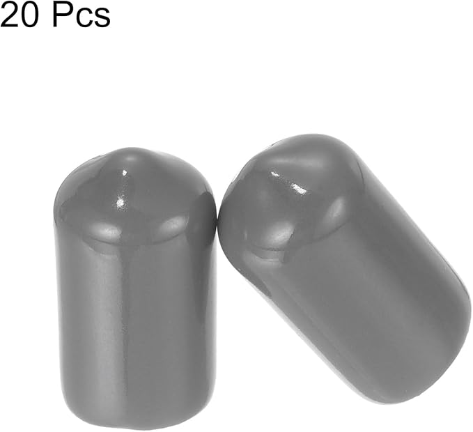 uxcell 20pcs Rubber End Caps 9mm(3/8") ID Vinyl PVC Round Tube Bolt Cap Cover Screw Thread Protectors Dark Grey