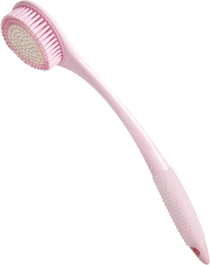 BEDELITE Back Bath Brush Long Handle for Shower - Soft Shower Brush for Men & Women,Back Brush Scrubber(16.4" Long), Skin Exfoliator for Bath Scrubber Body Brush(Pink)