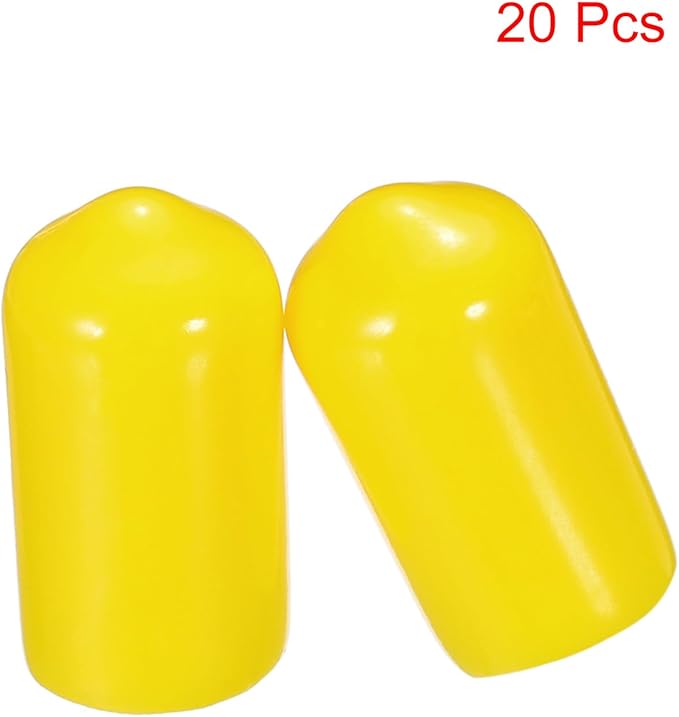 uxcell 20pcs Rubber End Caps 8mm(5/16") ID Vinyl PVC Round Tube Bolt Cap Cover Screw Thread Protectors Yellow