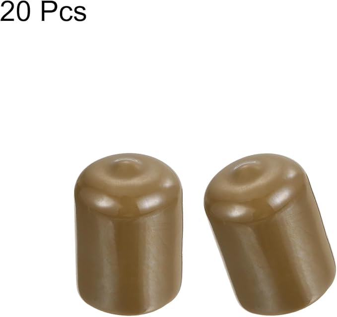 uxcell 20pcs Rubber End Caps 19mm(3/4") ID Vinyl PVC Round Tube Bolt Cap Cover Screw Thread Protectors Light Brown