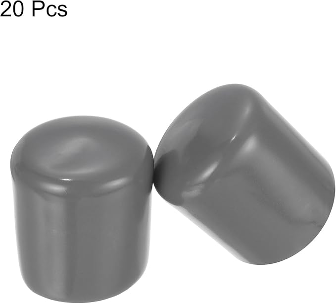 uxcell 20pcs Rubber End Caps 24mm ID Vinyl PVC Round Tube Bolt Cap Cover Screw Thread Protectors Dark Grey