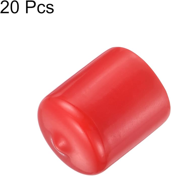 uxcell 20pcs Rubber End Caps 23mm ID Vinyl Round Tube Bolt Cap Cover Thread Protectors Red