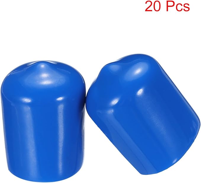 uxcell 20pcs Rubber End Caps 17mm ID Vinyl PVC Round Tube Bolt Cap Cover Screw Thread Protectors Blue