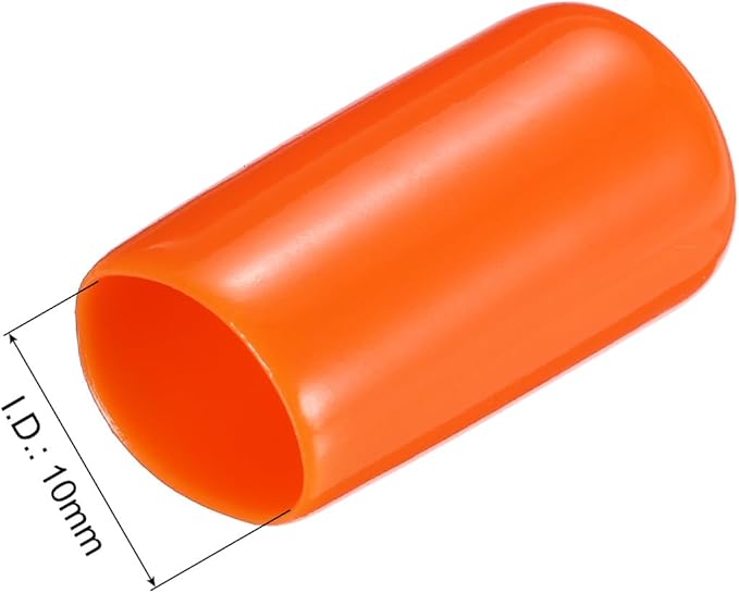 uxcell 20pcs Rubber End Caps 10mm(3/8") ID Vinyl PVC Round Tube Bolt Cap Cover Screw Thread Protectors,Orange