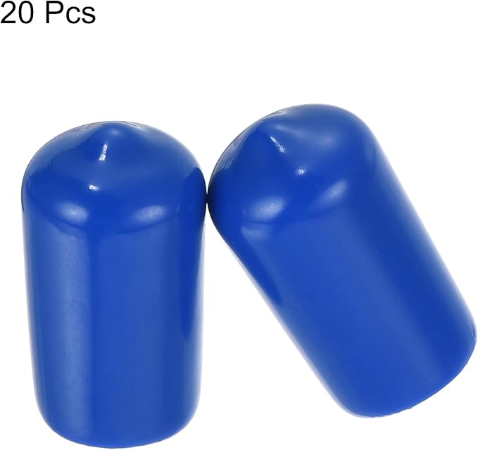 uxcell 20pcs Rubber End Caps 12mm(1/2 inch) ID Vinyl Round Tube Bolt Cap Cover Screw Thread Protectors Blue