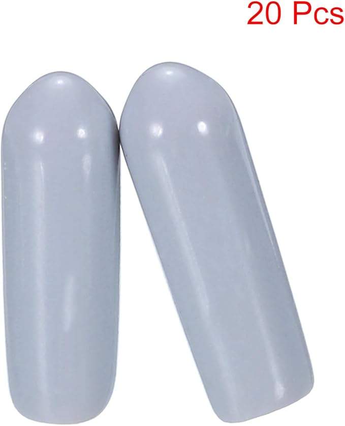 uxcell 20pcs Rubber End Caps 4mm ID Vinyl PVC Round Tube Bolt Cap Cover Screw Thread Protectors Grey
