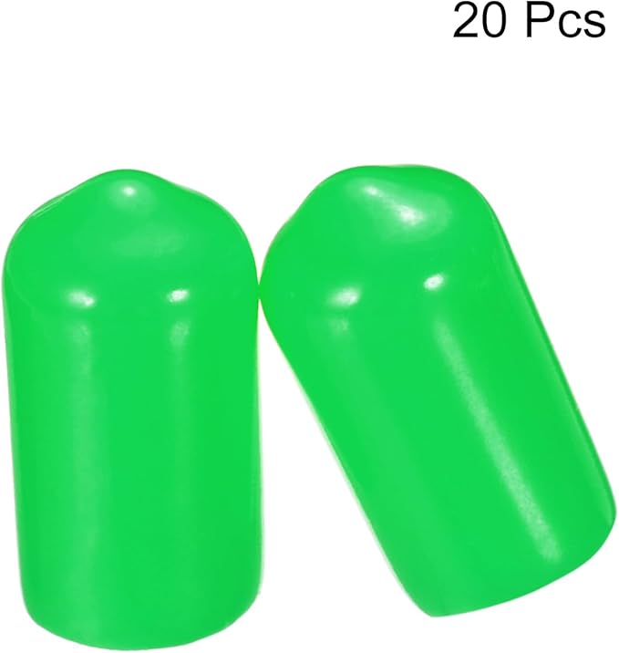 uxcell 20pcs Rubber End Caps 8mm(5/16") ID Vinyl PVC Round Tube Bolt Cap Cover Screw Thread Protectors Green