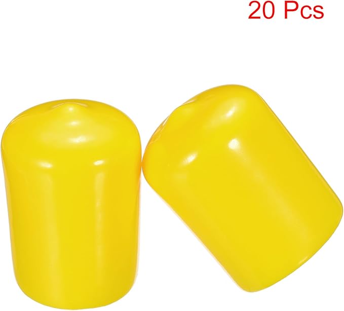 uxcell 20pcs Rubber End Caps 19mm(3/4") ID Vinyl PVC Round Tube Bolt Cap Cover Screw Thread Protectors Yellow
