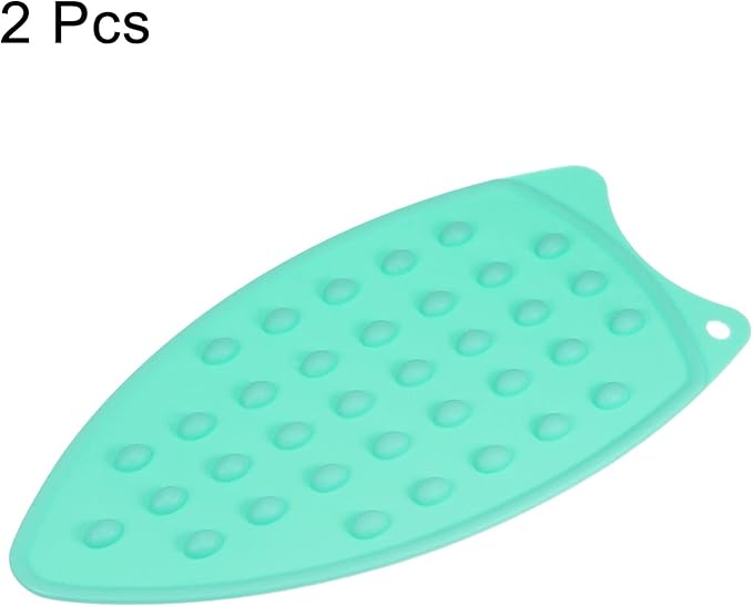 HARFINGTON 2pcs Silicone Iron Rest Pad, Multipurpose Iron Hot Resistant Mat Iron Rest Plate for Ironing Board Hot Heat Resistant Steam Compact Mat, Turquoise