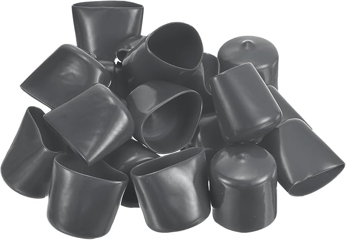uxcell 20pcs Rubber End Caps 26mm ID Vinyl Round Tube Bolt Cap Cover Thread Protectors Dark Grey