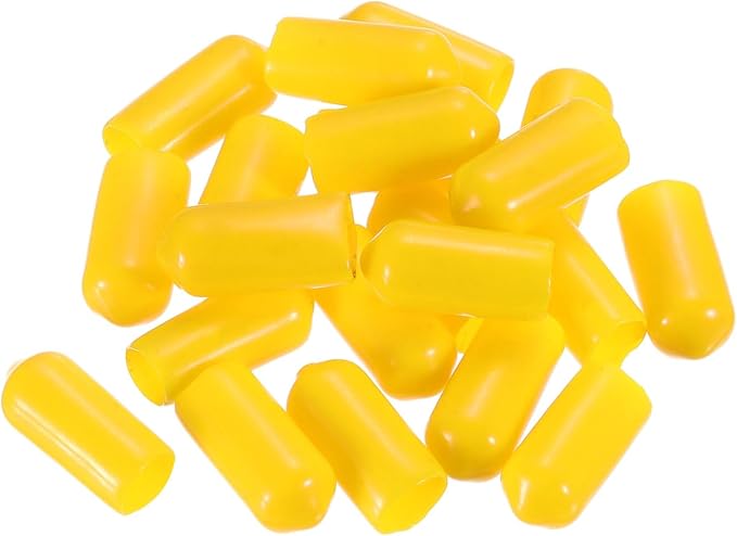 uxcell 20pcs Rubber End Caps 7mm ID Vinyl PVC Round Tube Bolt Cap Cover Screw Thread Protectors Yellow