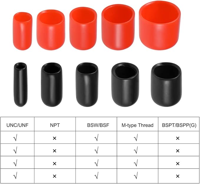 uxcell 20pcs Rubber End Caps 1 1/8"(28mm) ID Vinyl Round Tube Bolt Cap Cover Thread Protectors Black