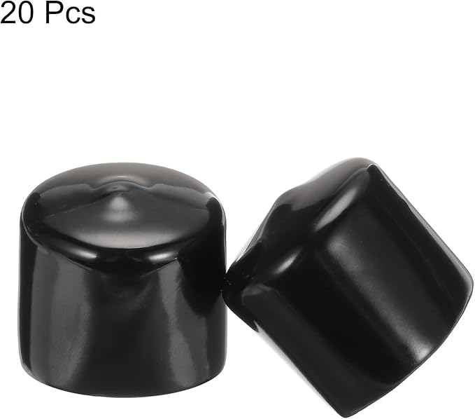 uxcell 20pcs Rubber End Caps 35mm ID Vinyl PVC Round Tube Bolt Cap Cover Screw Thread Protectors Black
